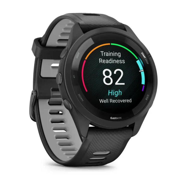 Garmin Forerunner 265 to zaawansowany zegarek multisportowy z kolorowym, dotykowym wyświetlaczem AMOLED w rozmiarze 1,3"