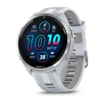 Garmin Forerunner 965 - Tytanowa ramka z kopertą w kolorze mlecznego kwarcu z silikonowym paskiem w kolorze mlecznego kwarcu / jasnoszarym [010-02809-11]