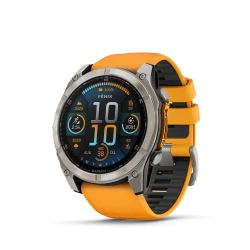Garmin Fenix 8 - 51mm AMOLED - Sapphire Titanium z silikonowym paskiem w kolorze Spark Orange/Graphite [010-02905-11]