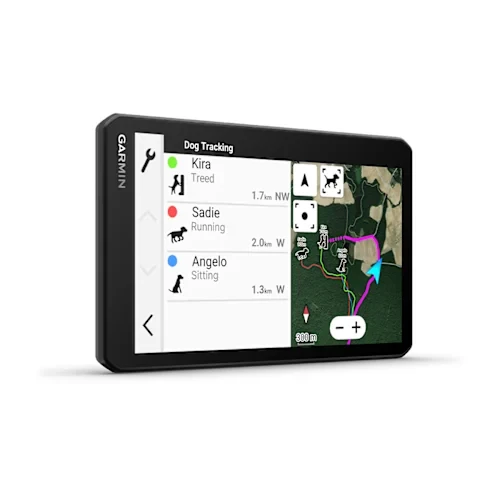 Nawigacja samochodowa z możliwością parowania z systemem śledzenia psów Garmin Alpha.
