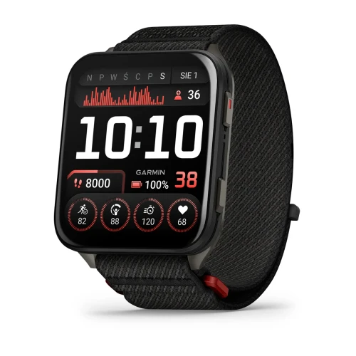 Prostokątny, zaawansowany smartwatch z dotykowym ekranem AMOLED o przekątnej 2" i obsługą map.