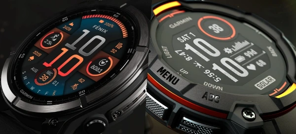 Na zdjęciu dwa zegarki: Fenix 8 i Instinct 3