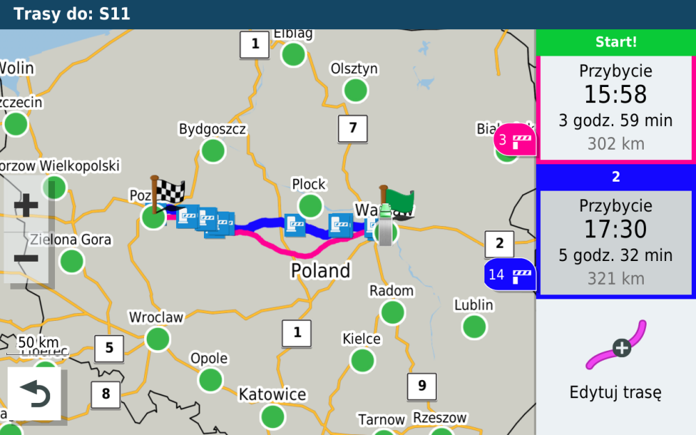 Podgląd trasy Garmin Dezl LGV 1000