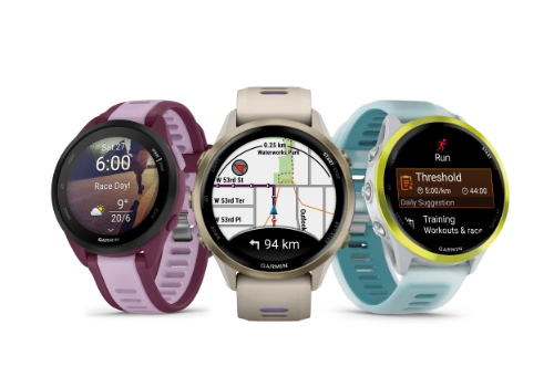 Trzy zegarki Forerunner 165, 570 i 970