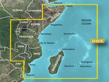 Mapa morska wschodnia Afryka Madagaskar Seszele
