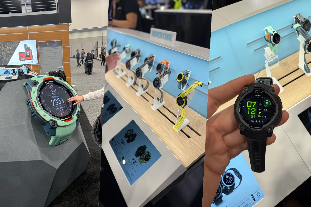 Zdjęcia ekspozycji zegarków Garmin na targach CES 2025
