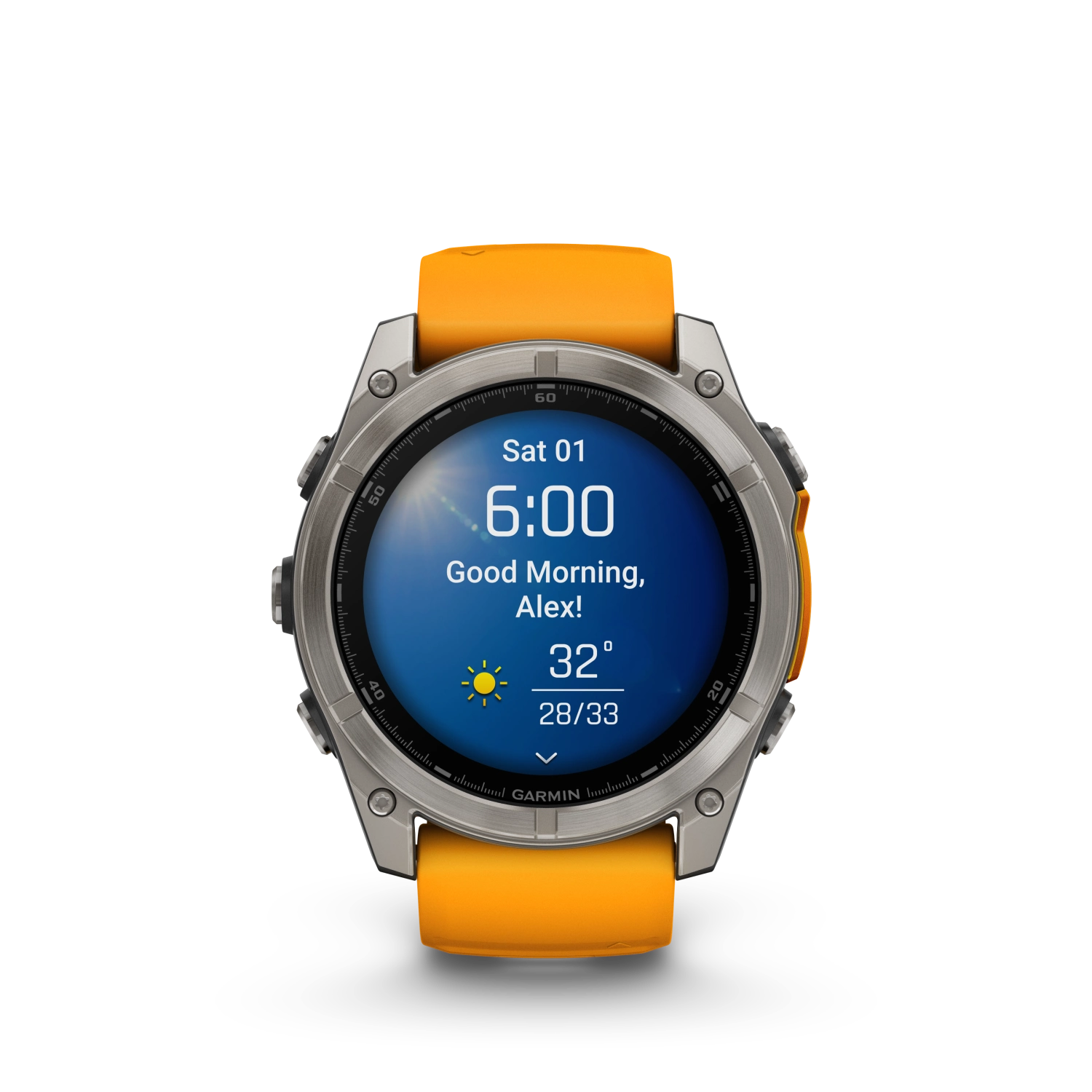 Fenix8_51_HR_Titanium_SparkOrange_Front_0009_fenix8_morning_report_clear_sunny.webp