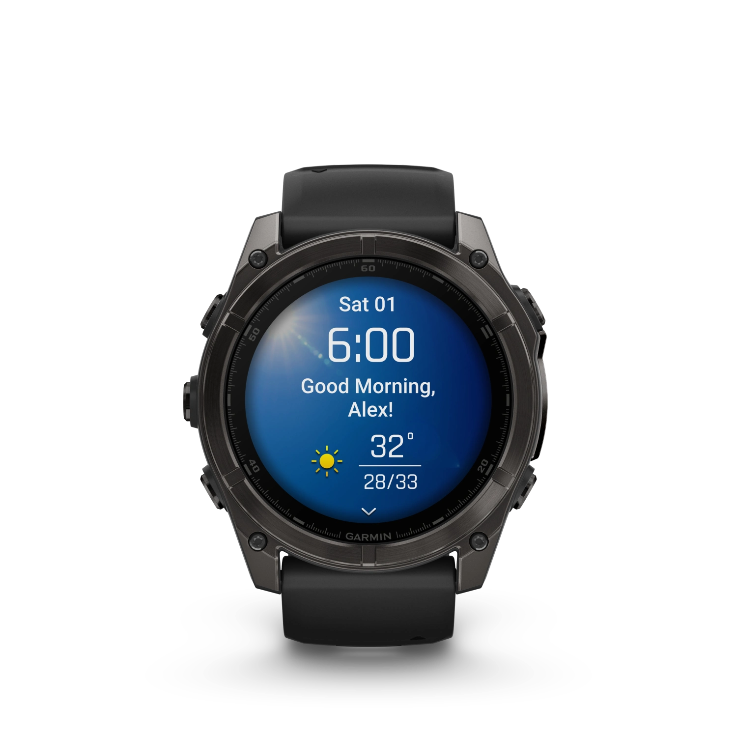 Fenix8_51_HR_CarbonGray_Black_Front_0009_fenix8_morning_report_clear_sunny.webp