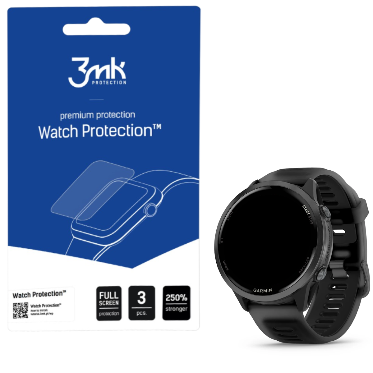 Folia ochronna na ekran Garmin Forerunner 570 47mm - 3mk Watch Protection ARC+ (3 szt)